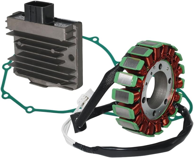 Stator Coil, Regulator Rectifier, Gasket Set Compatible with for Kawasaki EN650 Vulcan 650 S, for Kawasaki Z650 ER650 2017-2021, for Kawasaki EX650 Ninja 650 2017-2021, for Kawasaki KLE650 VERSYS 650