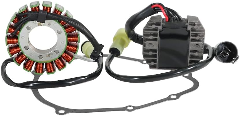 Stator Coil Rectifier Gasket Set for Kawasaki ZX600 Ninja ZX-6RR, for Kawasaki ZX636 Ninja ZX-6R 2003-2004, Stator Assy OEM:21003-0001, Generator Cover 11060-1851 11060-1673, Regulator OEM:21066-0002
