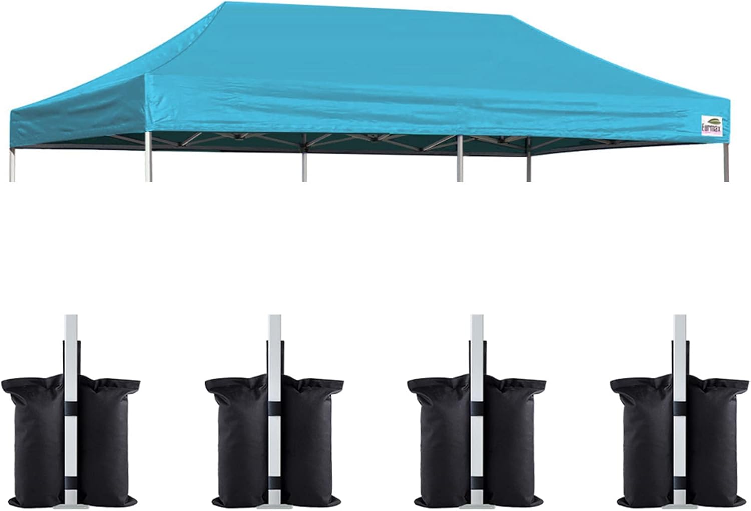 Eurmax USA 10x20 Pop Up Canopy Replacement Top,Universal Instant Canopy Cover ONLY,Heavy Duty UPF 50+ UV Protection,Water & Wind Resistant Tarp,30+ Colors Available,Bonus 4 Sand Bags (10x20,Sky Blue)