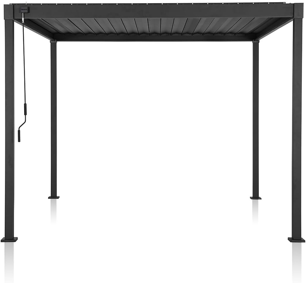 MIRADOR 80S Louvered Pergola 10' x 10', Modern Style with Adjustable Louvers for Outdoor Roof, Garden, Easy Assembly, Durable, Charcoal