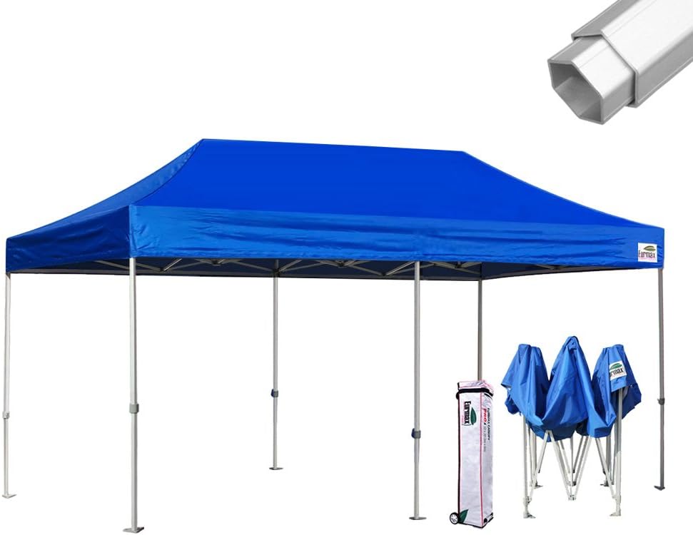 Eurmax USA Pro 10x20 Pop Up Canopy Wedding Party Tent Instant Outdoor Gazebo Pavilion Canopies BBQ Cater Events Aluminum Frame Commercial Grade Bonus Roller Bag (Blue)