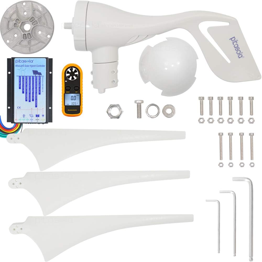 Wind Turbine Generator 12V 400W with a 30A Hybrid Charge Controller. As Solar and Wind Charge Controller which can Add Max 500W Solar Panel for 12V Battery.