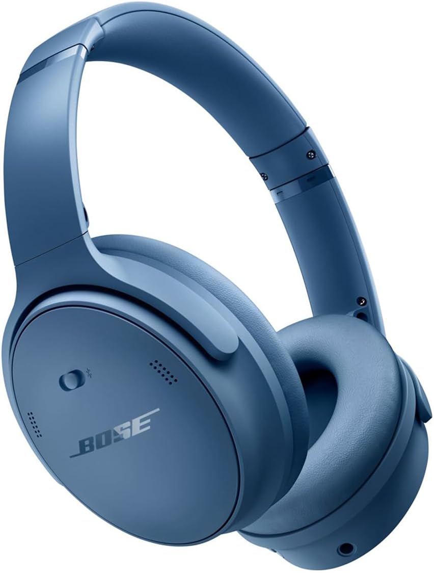 Bose QuietComfort Headphones - Wireless Bluetooth Headphones, Active Over Ear Noise Cancelling and Mic, Deep Bass Bundle + Desktop Headphone Stand + Green Extreme Dual Wall Charger (Blue Dusk)
