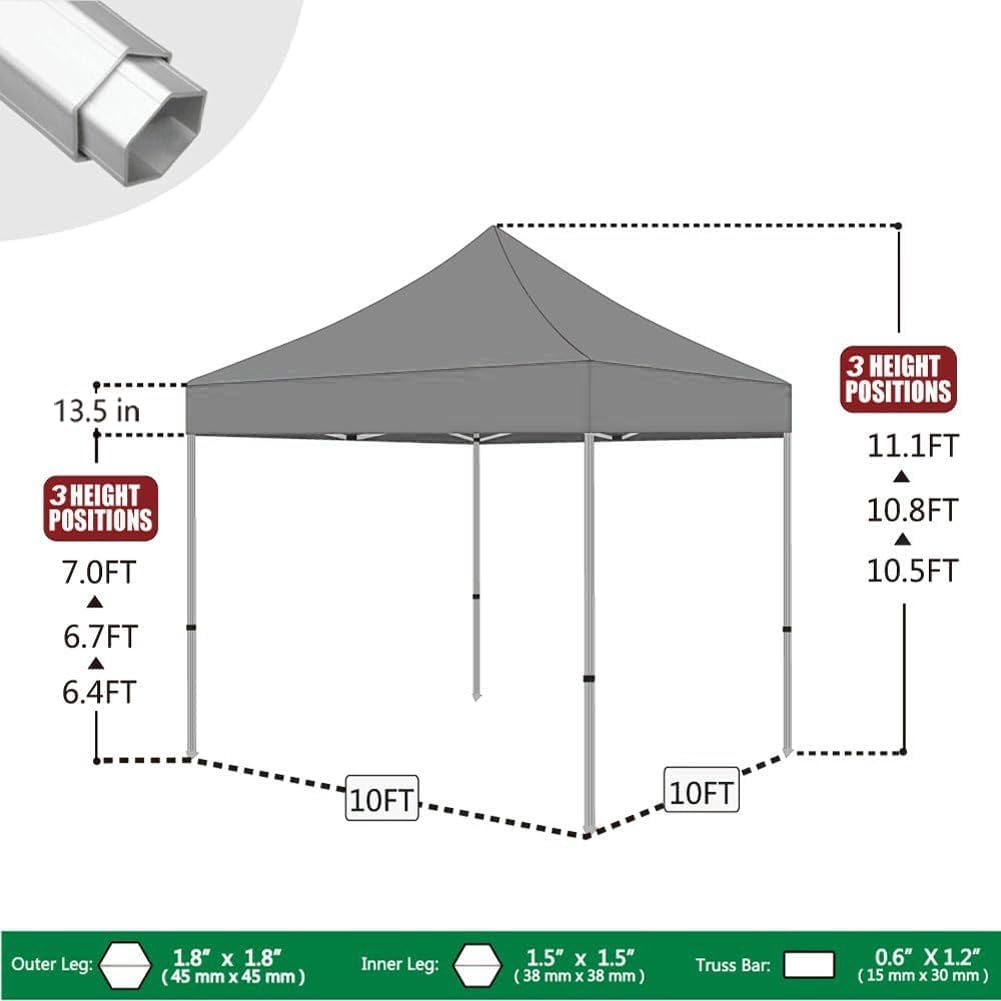 Eurmax USA Pro 10x10 Pop Up Canopy Wedding Party Tent Instant Outdoor Gazebo Pavilion Canopies BBQ Cater Events Aluminum Frame Commercial Grade Bonus Roller Bag (White)