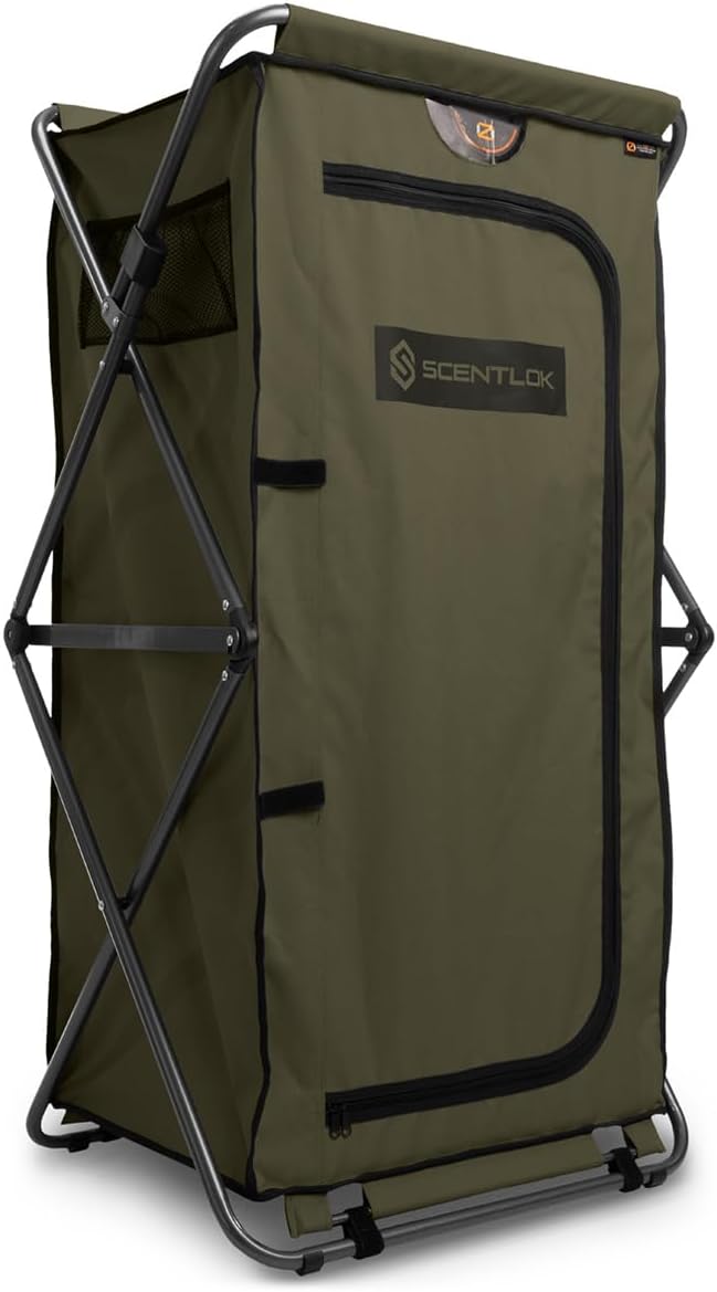 ScentLok Quickstrike Closet with Radial IQ - Portable Hunting Gear Storage Closet with Ozone Generator, Foldable Double-X Frame, MOLLE Webbing, and Pockets for Scent Control