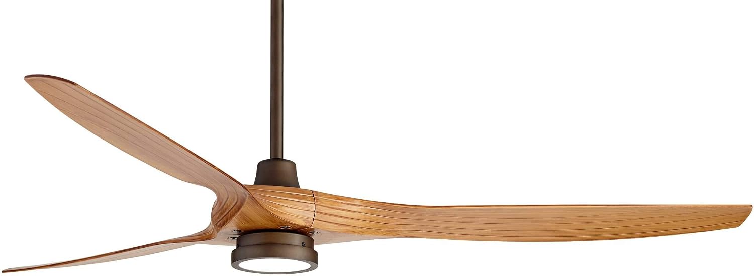 Casa Vieja 60' Aireon Modern Large 3 Blade Indoor Outdoor Ceiling Fan with LED Light Remote Control Rubbed Bronze Walnut Blades Damp Rated for Patio Exterior House Porch Gazebo Garage Barn