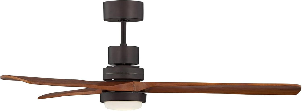 Casa Vieja 52' Delta-Wing DC Modern 3 Blade Indoor Outdoor Ceiling Fan with LED Light Remote Control Solid Wood Oil Rubbed Bronze Damp Rated for Patio Exterior House Porch Gazebo Garage - 6' Downrod