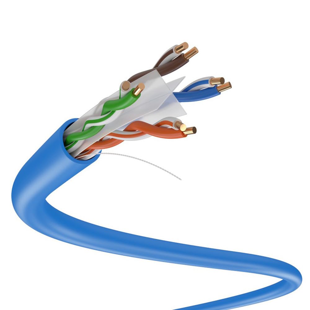 Dripstone CAT6 Ethernet Cable 1000ft Bulk Network LAN Wire 23AWG Solid CCA UTP 550MHz High-Speed Internet Cable Gaming, Streaming, Office, Home Use, Pull Box, CAT 6 Bulk, Stable Connectivity - Blue