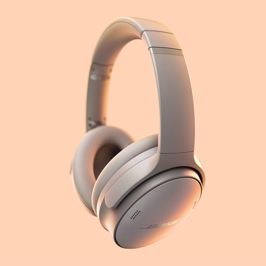 Bose QuietComfort Headphones - Wireless Bluetooth Headphones, Active Over Ear Noise Cancelling and Mic, Deep Bass Bundle + Desktop Headphone Stand + Green Extreme Dual Wall Charger (Sandstone)