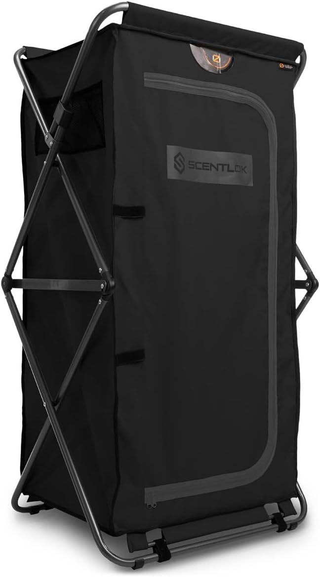 ScentLok Quickstrike Closet with Radial IQ - Portable Hunting Gear Storage Closet with Ozone Generator, Foldable Double-X Frame, MOLLE Webbing, and Pockets for Scent Control