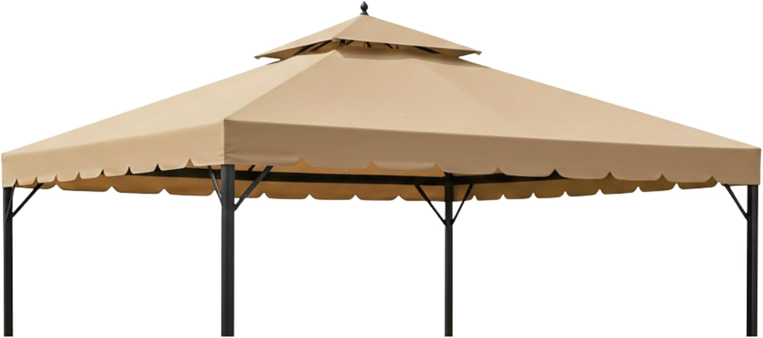 Garden Winds Reinforced RipLock 350 Replacement Canopy Top Cover Compatible with Erommy 10' x 12' Square Gazebo Model HWG-025W - Beige