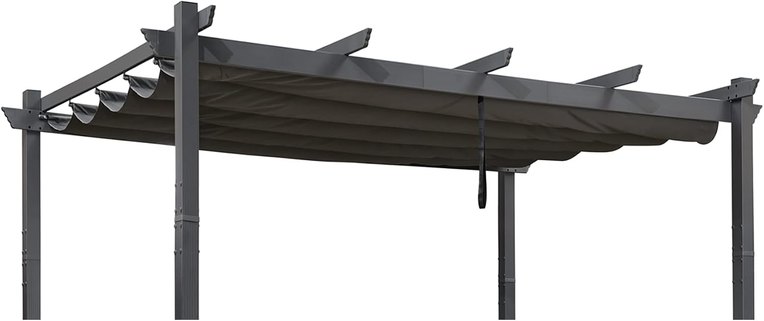 PURPLE LEAF Pergola Shade Cover for 10' X 12' Deck Porch Outside Outdoor Retractable Durable Fabric Canopy Replacement Top Only Gray