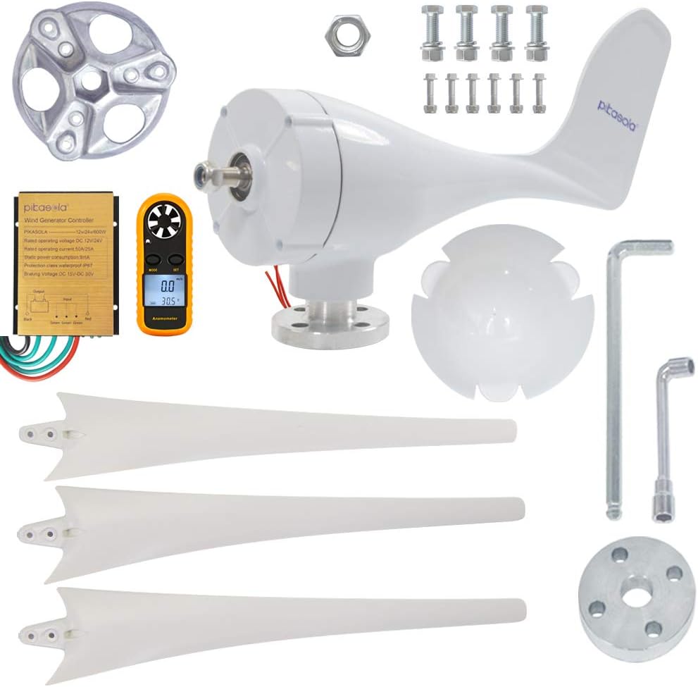400W Wind Turbine Generator AC 12Volt Economy 3 Blades Windmill for Wind Solar Hybrid System 2.5m/s Start Wind Speed,400w Windmill Generator for Home