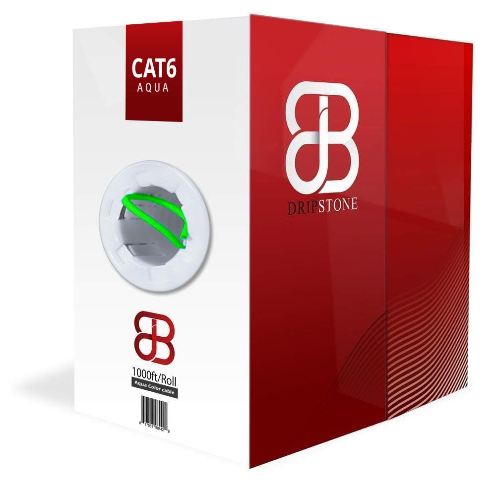 Dripstone CAT6 Ethernet Cable 1000ft Bulk Network LAN Wire 23AWG Solid UTP 550MHz High-Speed Internet Cable Gaming, Streaming, Office, Home Use, Pull Box, Cat6 Bulk, Stable Connectivity - Neon Green
