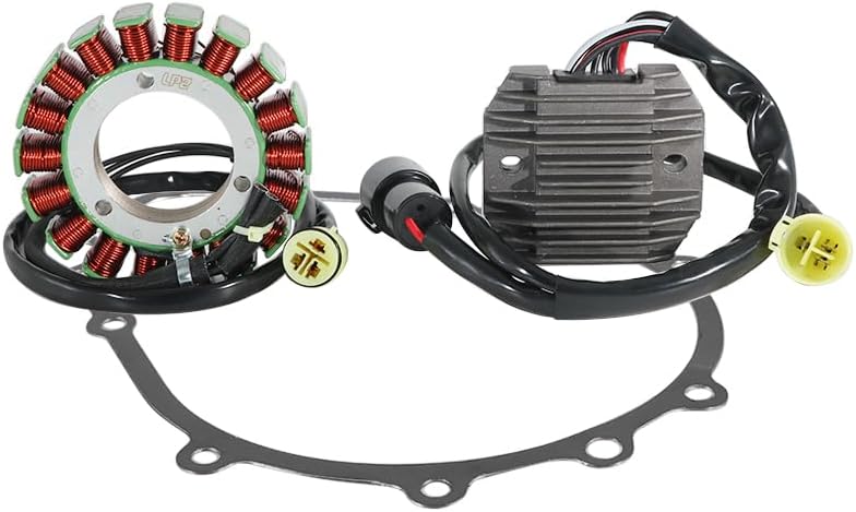 Stator Coil Rectifier Gasket Set for Kawasaki ZX600 ZZR600 2005-2008, for Kawasaki ZX636 Ninja ZX-6R Stator Assy OEM:21003-1358, Generator Cover OEM:11060-1851 11060-1673, Regulator OEM:21066-1125
