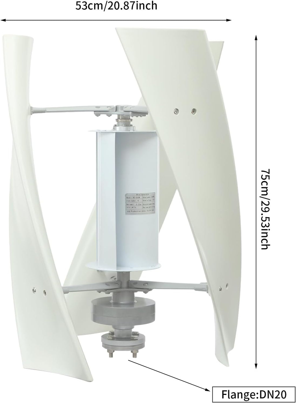 Wind Generator, 500W 12V 3 Blade Vertical Wind Turbine Generator Vertical Axis Wind Turbine Vertical Wind Generators Kit Wind Power Generators w/Auxiliary Wind Wheel for Home, Business, Ships