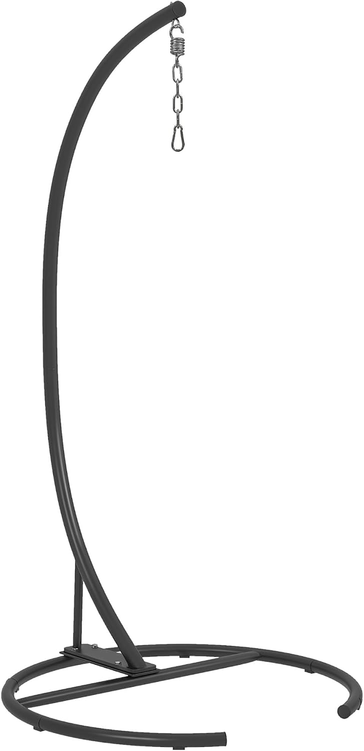 Outsunny Hanging Hammock Chair Stand with Round Base, C Hanging Stand Frame for Hammock Chair, Egg Chair, Porch Swing Chair, Indoor & Outdoor, Black