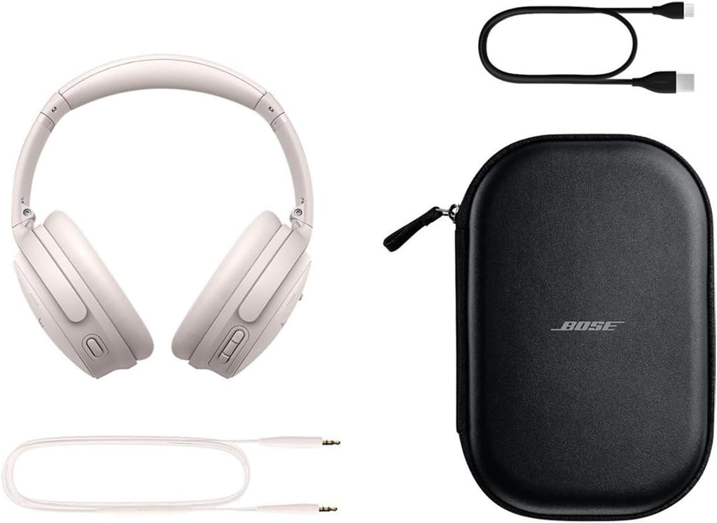 Bose QuietComfort Headphones - Wireless Bluetooth Headphones, Active Over Ear Noise Cancelling and Mic, Deep Bass Bundle + Desktop Headphone Stand + Green Extreme Dual Wall Charger (White)