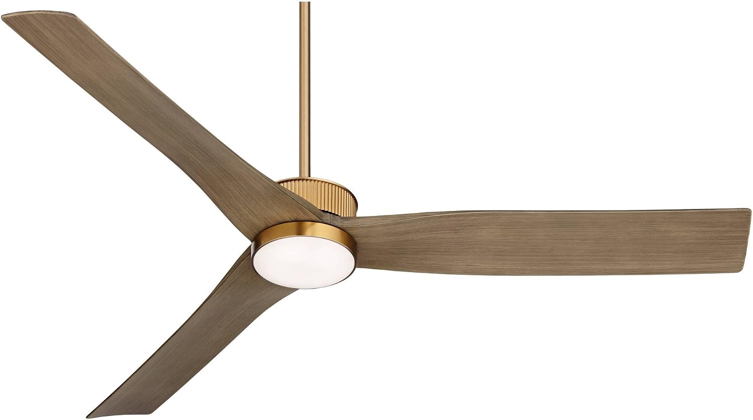 Casa Vieja 60' Montage Modern Outdoor Ceiling Fan with Dimmable LED Light Remote Control Warm Brass Brown Wood Blades Damp Rated for Patio Exterior House Home Porch Gazebo Includes 6' Downrod
