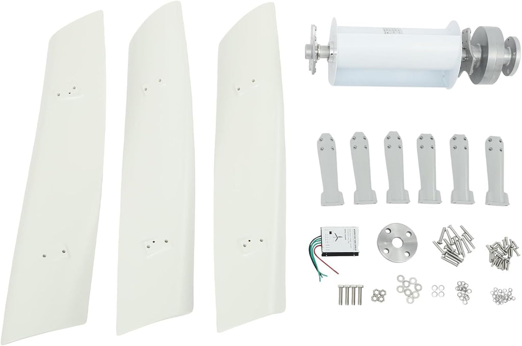 Wind Generator, 500W 24V 3 Blade Vertical Wind Turbine Generator Vertical Axis Wind Turbine Vertical Wind Generators Kit Wind Power Generators w/Auxiliary Wind Wheel for Home, Business, Ships