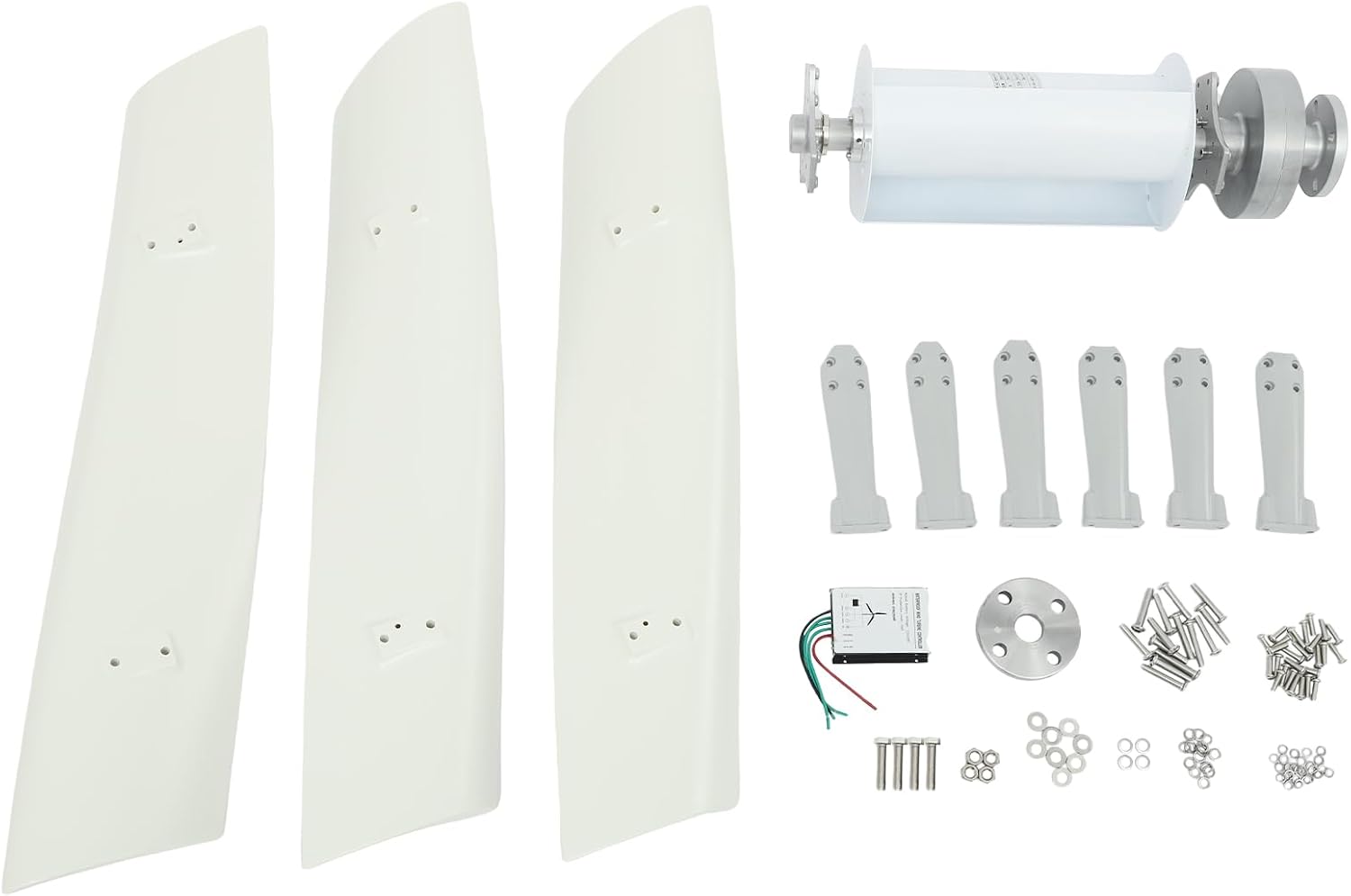 Wind Generator, 500W 24V 3 Blade Vertical Wind Turbine Generator Vertical Axis Wind Turbine Vertical Wind Generators Kit Wind Power Generators w/Auxiliary Wind Wheel for Home, Business, Ships