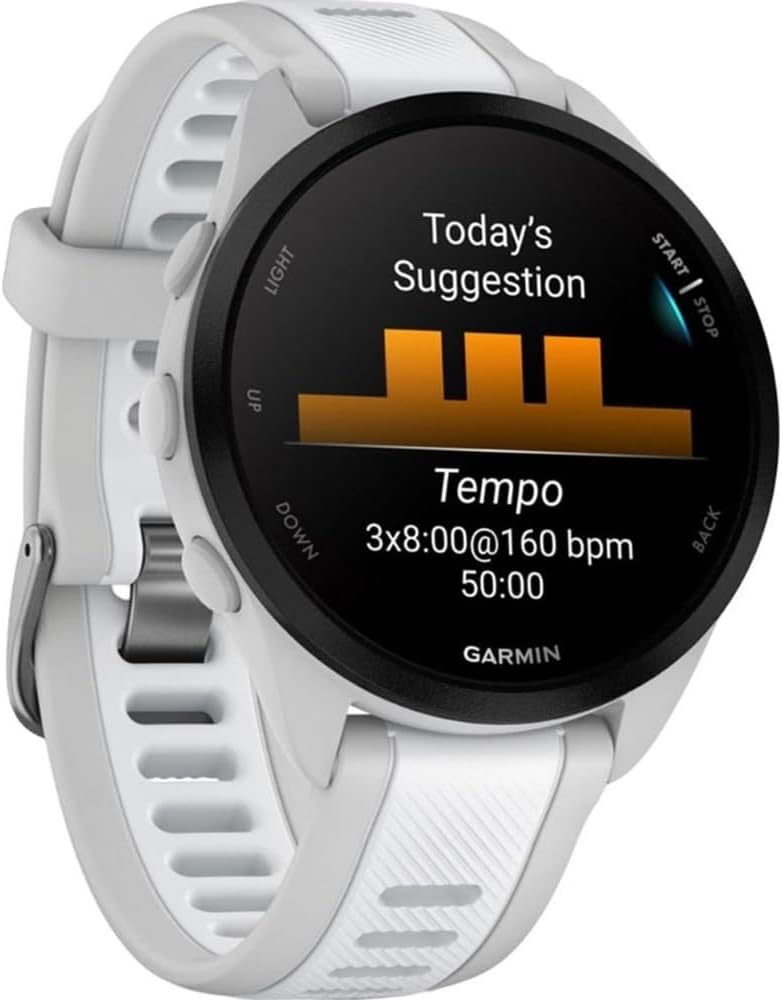 Garmin 010-02863-21 Forerunner 165 Smart Sport Watch, Mist Gray + Whitestone Bundle with Silicone Dust Cover 3 Pack, 2X 1.2 Inch Screen Protector and 2 YR CPS Enhanced Protection Pack