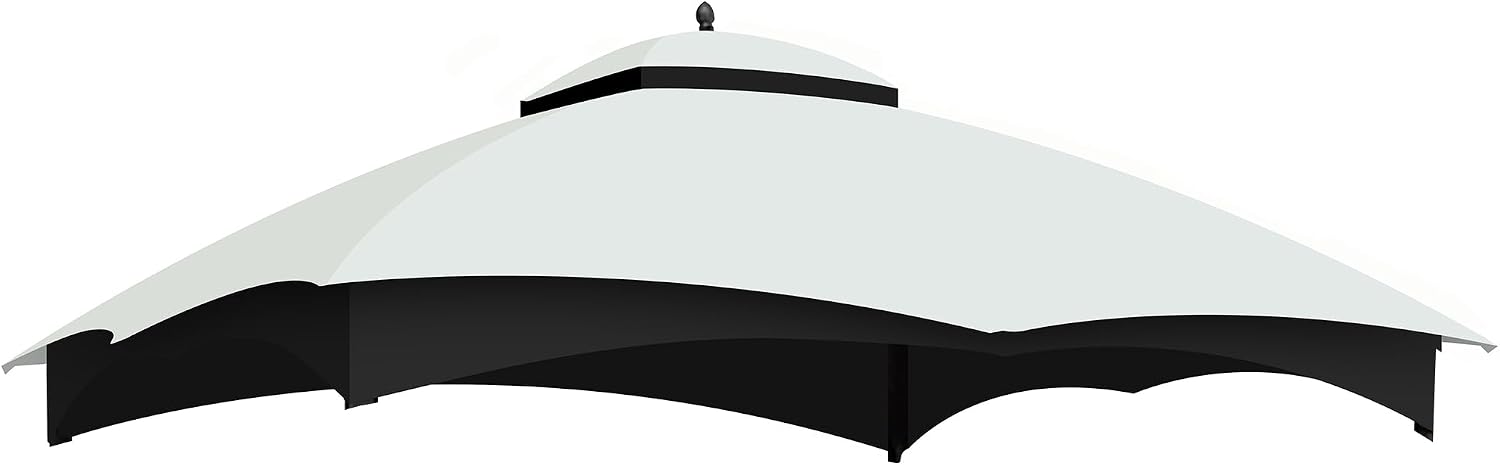 10x12 Ft Outdoor Patio Gazebo Replacement Canopy for Lowe's Allen Roth 10x12 Gazebo #GF-12S004B-1, Double Tiered Roof Top Cover, UV Protection & Waterproof Fabric, White (Frame Not Included)