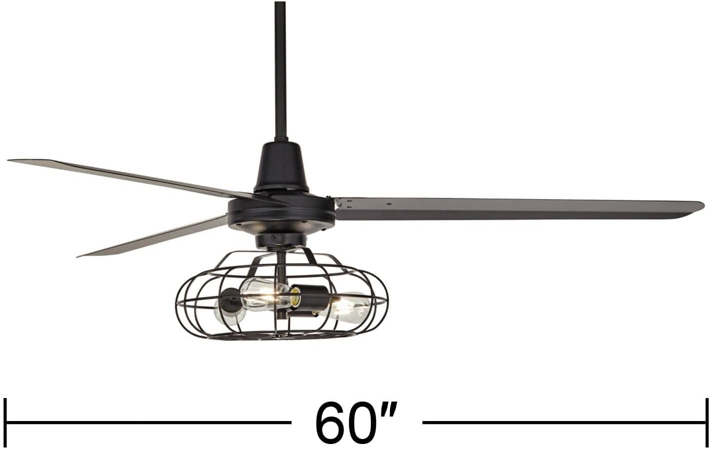 Casa Vieja 60' Turbina Modern Industrial 3 Blade Indoor Outdoor Ceiling Fan with LED 3-Light Remote Control Matte Black Cage Damp Rated for Patio Exterior House Porch Gazebo Garage Barn
