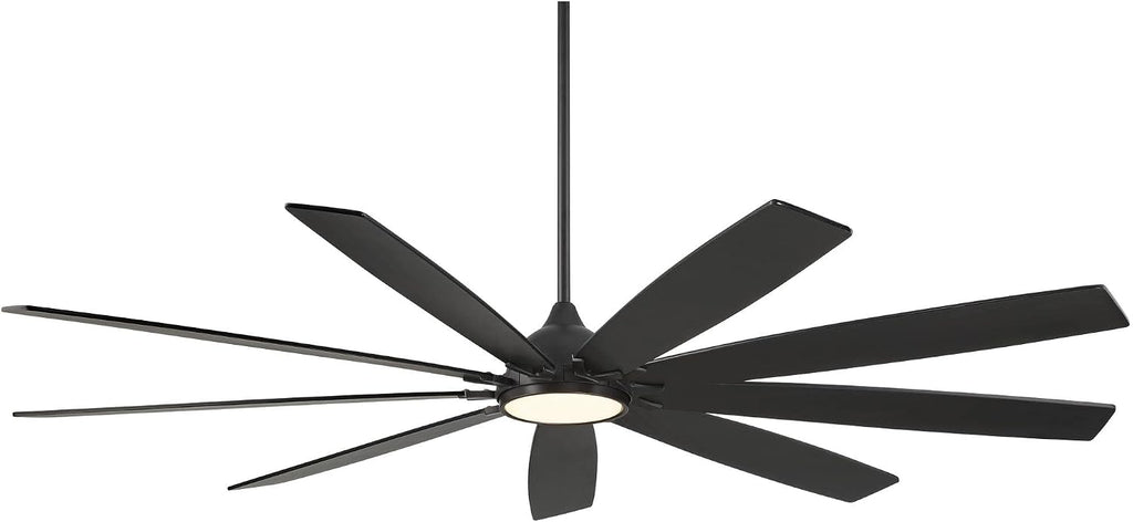 Casa Vieja 72' Tahoe Breeze Industrial Indoor Outdoor Ceiling Fan with LED Light Remote Control Matte Black Dark Walnut Wood Damp Rated for Cottage Core Patio Exterior House Home Porch Gazebo Garage