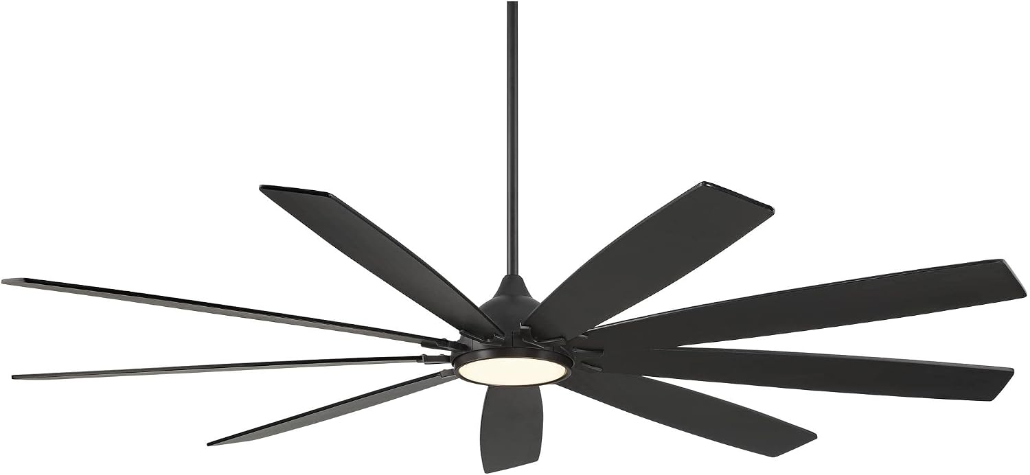 Casa Vieja 72' Tahoe Breeze Industrial Indoor Outdoor Ceiling Fan with LED Light Remote Control Matte Black Dark Walnut Wood Damp Rated for Cottage Core Patio Exterior House Home Porch Gazebo Garage