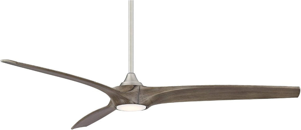 Casa Vieja 60' Padera Modern Rustic 3 Blade Indoor Outdoor Ceiling Fan with Light LED Dimmable Remote Control Brushed Nickel Light Wood Damp Rated for Patio Exterior House Porch Gazebo Garage