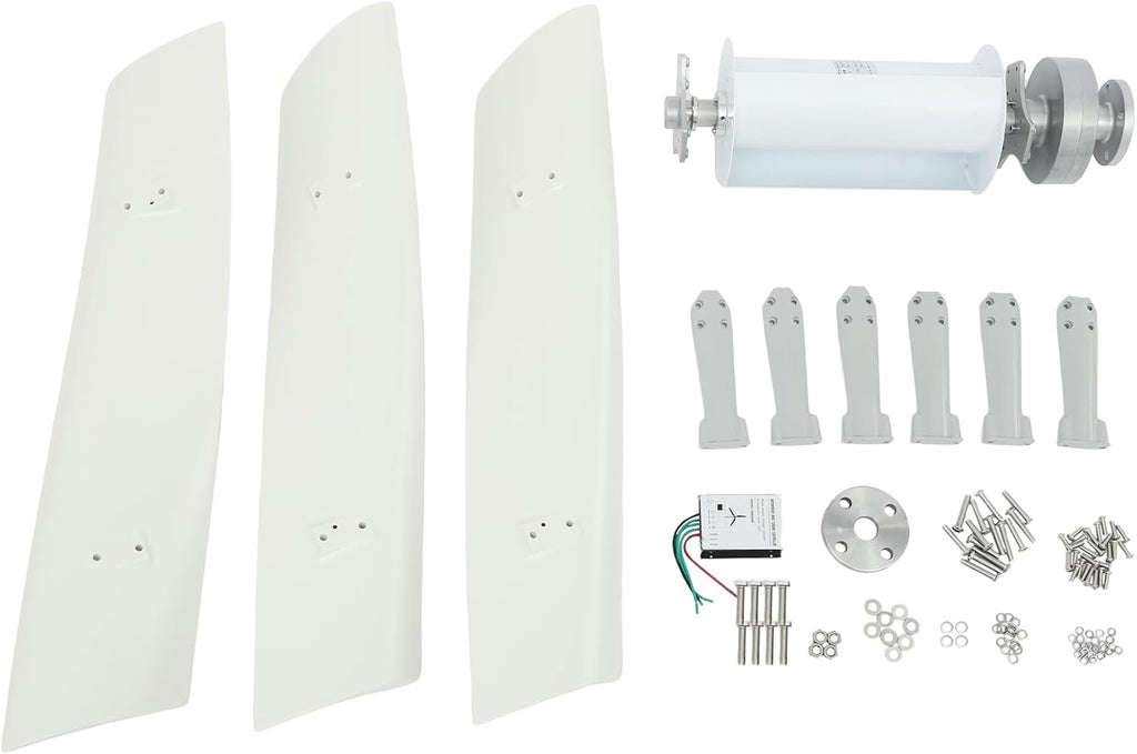 Wind Generator, 500W 12V 3 Blade Vertical Wind Turbine Generator Vertical Axis Wind Turbine Vertical Wind Generators Kit Wind Power Generators w/Auxiliary Wind Wheel for Home, Business, Ships