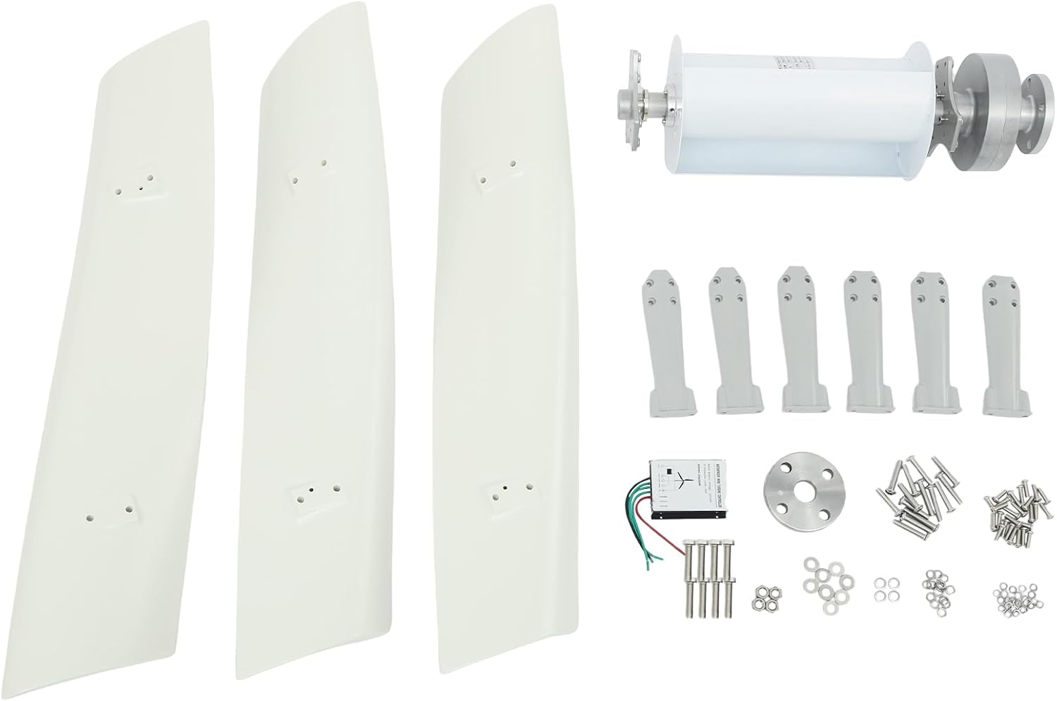 Wind Generator, 500W 12V 3 Blade Vertical Wind Turbine Generator Vertical Axis Wind Turbine Vertical Wind Generators Kit Wind Power Generators w/Auxiliary Wind Wheel for Home, Business, Ships
