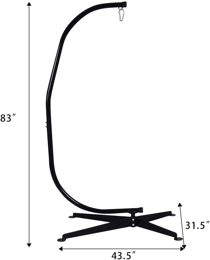 ReunionG Steel Hammock Stand, C-Stand for Hanging Chair, Metal Hanging Chair Stand, Heavy Duty Egg Chair Stand, Porch Swing w/Weather-Resistant Finish, 360-Degree Rotation