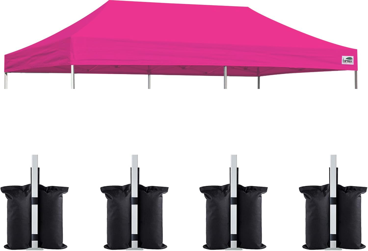 Eurmax USA 10x20 Pop Up Canopy Replacement Top,Universal Instant Canopy Cover ONLY,Heavy Duty UPF 50+ UV Protection,Water & Wind Resistant Tarp,30+ Colors Available,Bonus 4 Sand Bags (Pink)