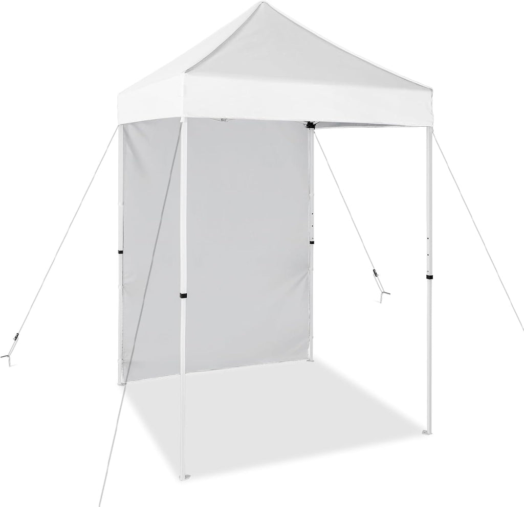 EAGLE PEAK Pop up Canopy 5x5, Outdoor Portable Canopy Tent with One Removable Sunwall, Carry Bag Included, White
