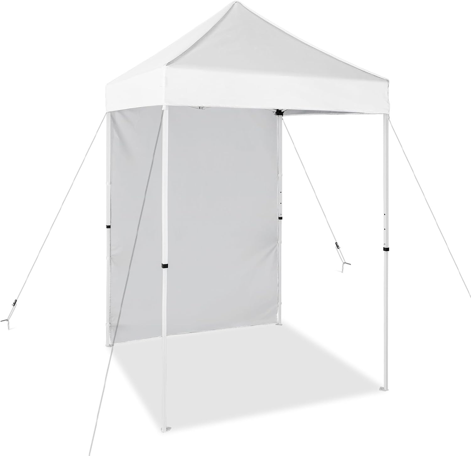 EAGLE PEAK Pop up Canopy 5x5, Outdoor Portable Canopy Tent with One Removable Sunwall, Carry Bag Included, White