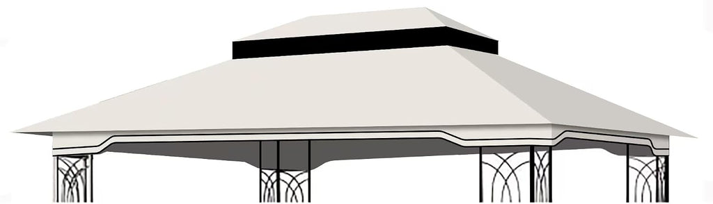10x12 Ft Outdoor Patio Gazebo Replacement Canopy, Double Tiered Roof Top Cover, UV Protection & Waterproof Fabric, Fits 10x12 Gazebo Frame, Beige (Frame Not Included)