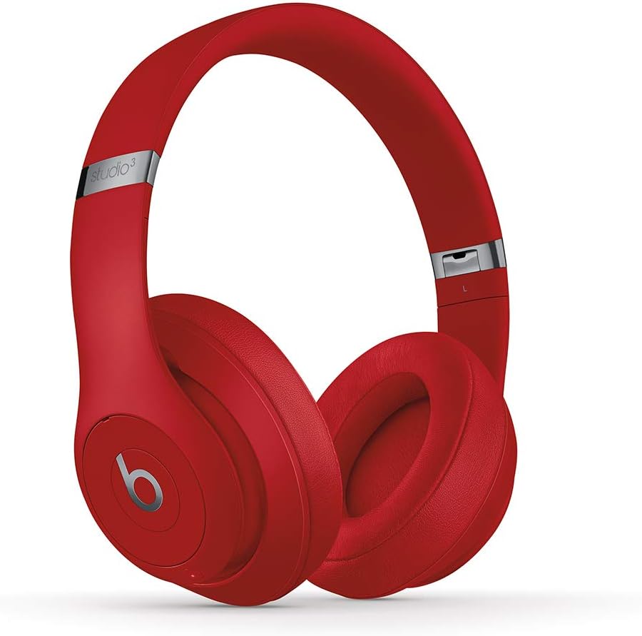 Beats Studio3 Wireless Noise Cancelling On-Ear Headphones - Apple W1 Headphone Chip, Class 1 Bluetooth, Active Noise Cancelling, 22 Hours Of Listening Time - Red (Previous Model)