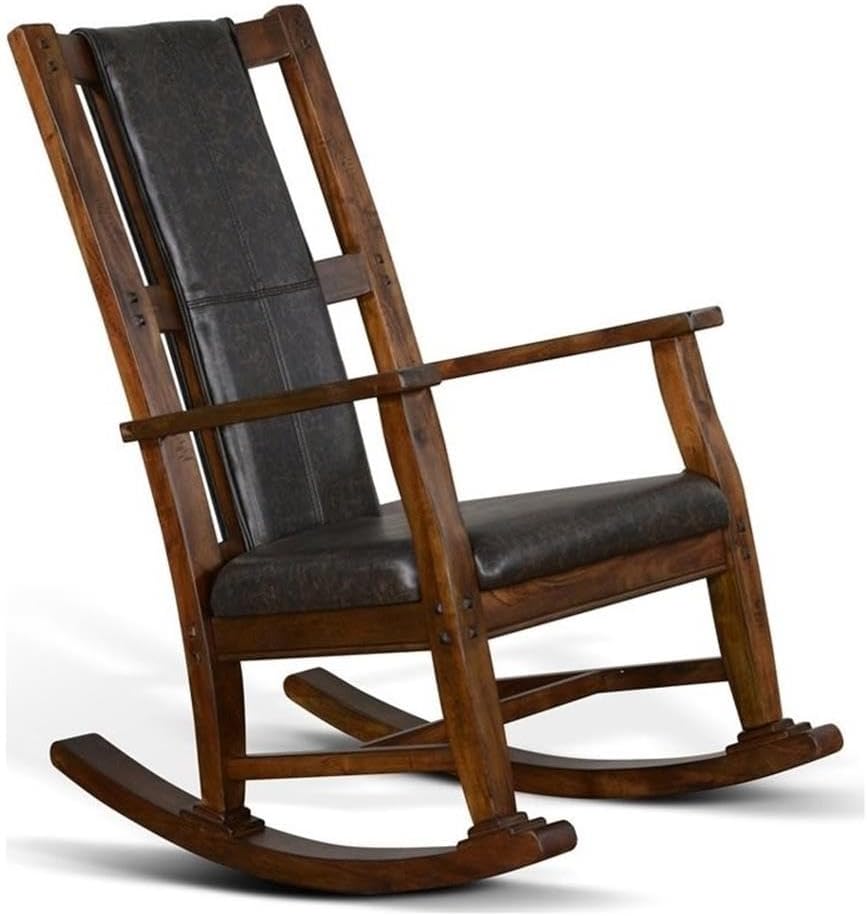 Pemberly Row Wood Rocking Chair, Indoor in Brown (41' H x 26' W x 22.5' D) for Living Room with Cushion Seat, High Back, Easy Assembly