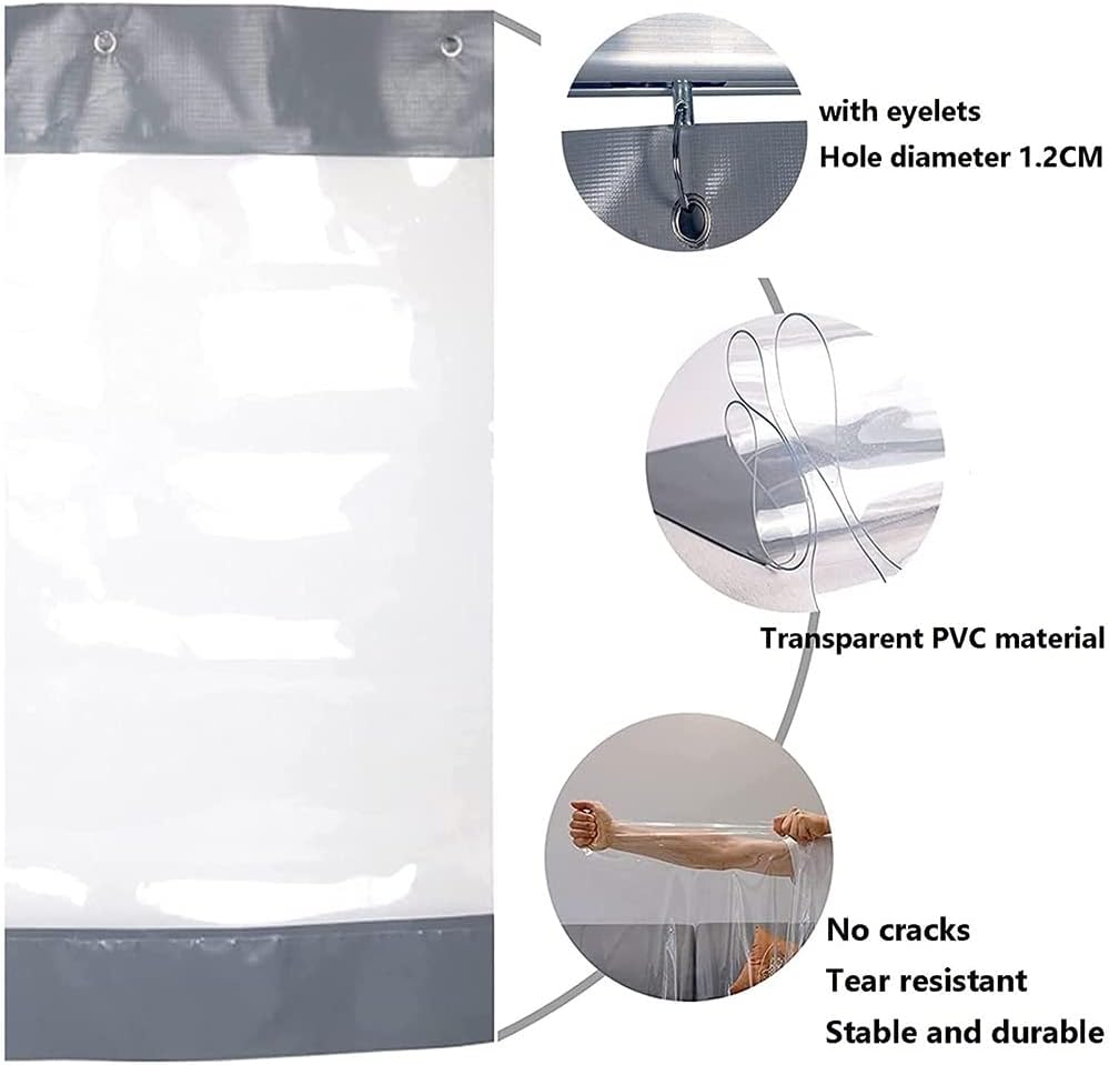 Rygcrud Outdoor Vinyl Curtain for Patio, Industrial Divider Curtains - Partition Space Quickly, Shed Roof Cover for Pergola Porch Waterproof, Easy to Clean & Install(Gray,1.8X2.5M/5.9x8.2FT)