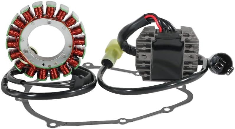 Stator Coil Rectifier Gasket Set for Kawasaki ZX600 ZZR600 2005-2008, for Kawasaki ZX636 Ninja ZX-6R Stator Assy OEM:21003-1358, Generator Cover OEM:11060-1851 11060-1673, Regulator OEM:21066-1125