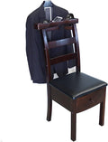 Chair Valet With Drawer Wooden Suit Valet Stand With Contour Hanger Trouser Bar And Top Storage Tray Freestanding Clothes Rack For Men And Women Clothing Organizer For Office Hotel(Dark Brown A)