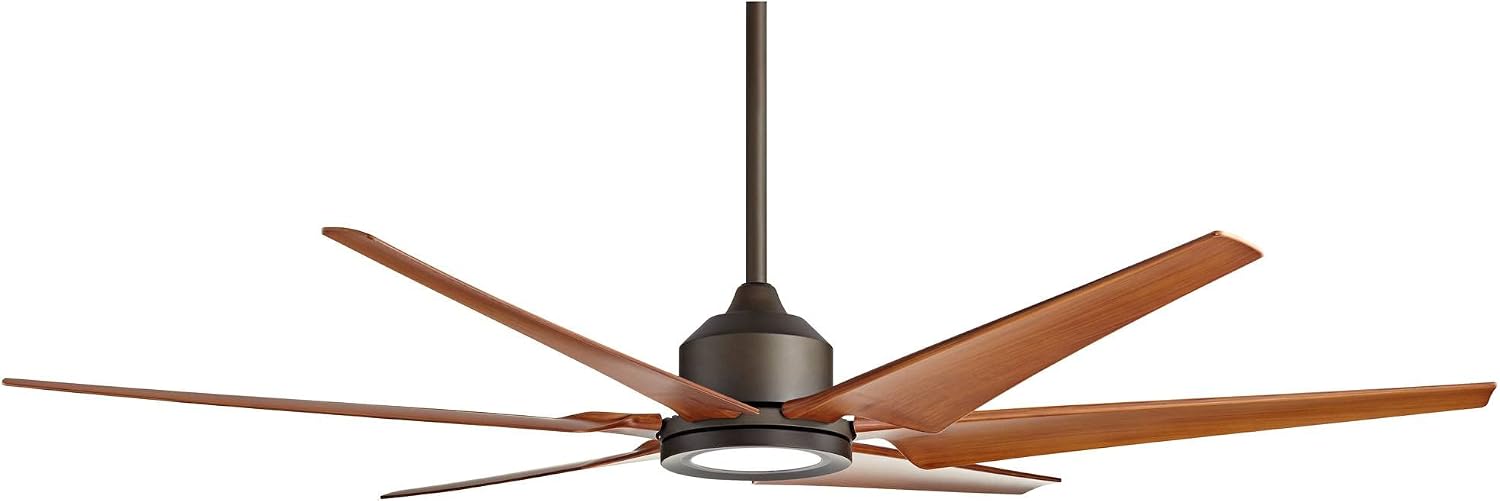 Casa Vieja 72' Power Hawk Modern Large Indoor Outdoor Ceiling Fan with Light LED Remote Control Oil Rubbed Bronze Painted Wood Damp Rated for Patio Exterior Roof House Porch Gazebo Garage Barn