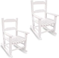 Toddler Rocking Chair Set of 2 for Kids Comfy Recliner Wooden Rocker for Baby Children Ages 3-6 Outdoor Lounge Chair Girls Indoor Playroom White