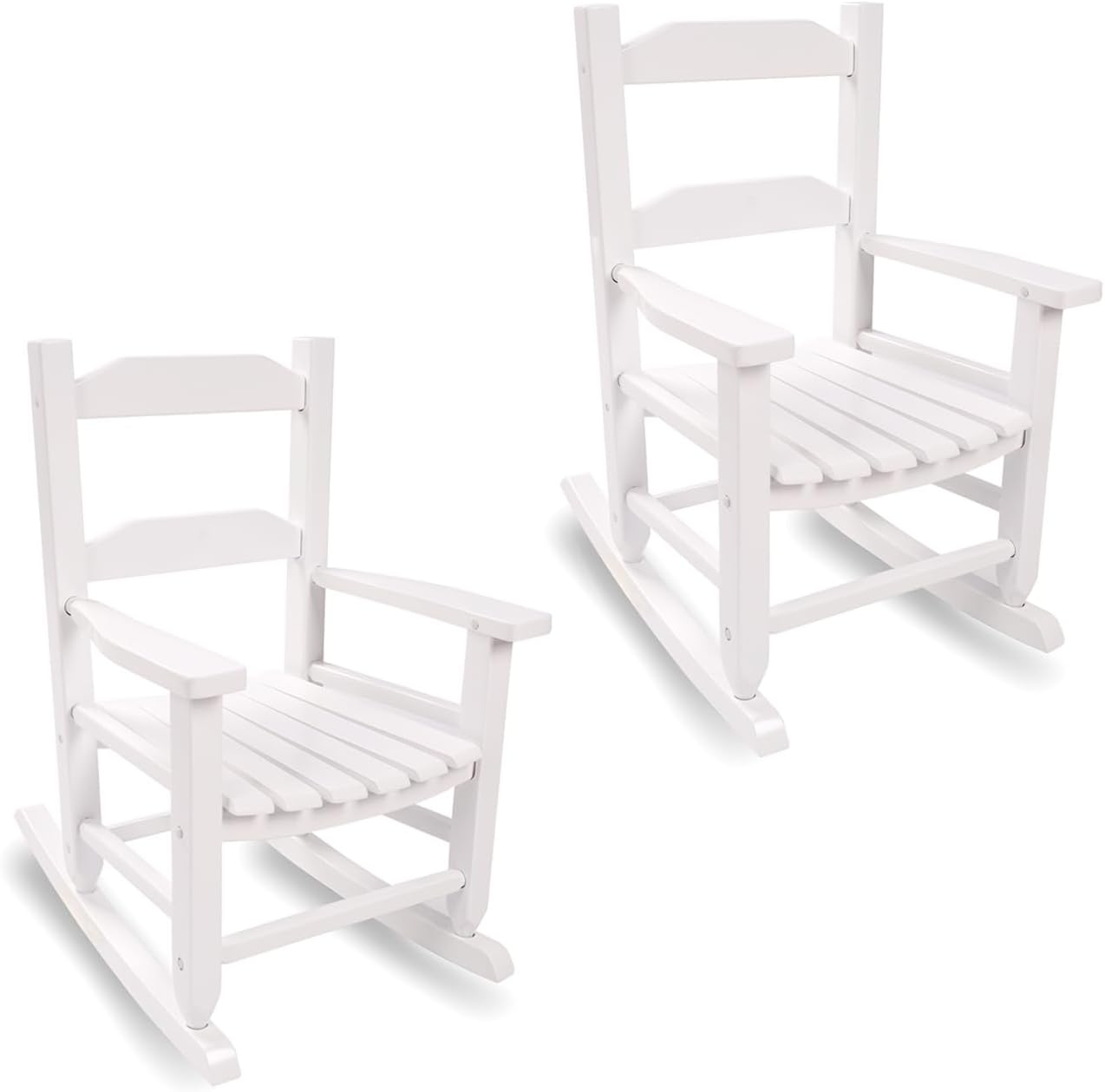 Toddler Rocking Chair Set of 2 for Kids Comfy Recliner Wooden Rocker for Baby Children Ages 3-6 Outdoor Lounge Chair Girls Indoor Playroom White