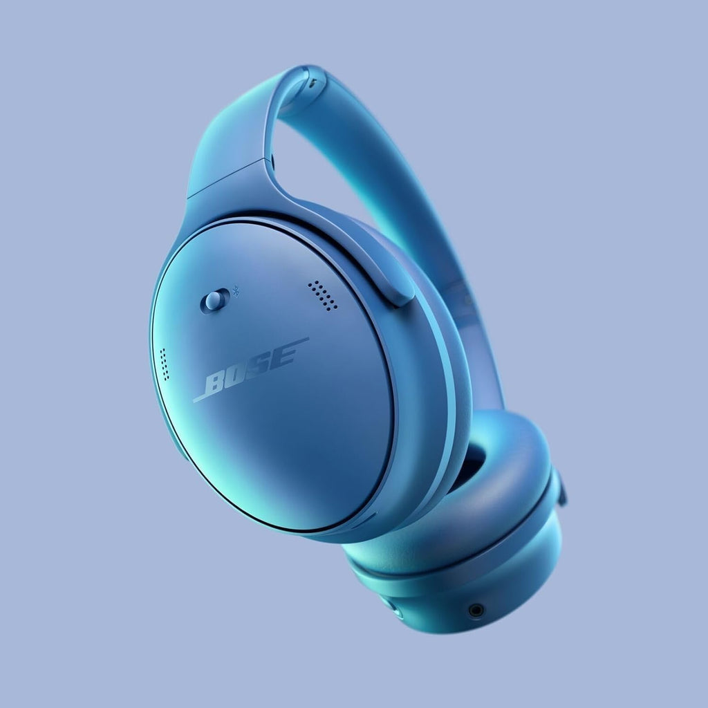 Bose QuietComfort Headphones - Wireless Bluetooth Headphones, Active Over Ear Noise Cancelling and Mic, Deep Bass Bundle + Desktop Headphone Stand + Green Extreme Dual Wall Charger (Blue Dusk)