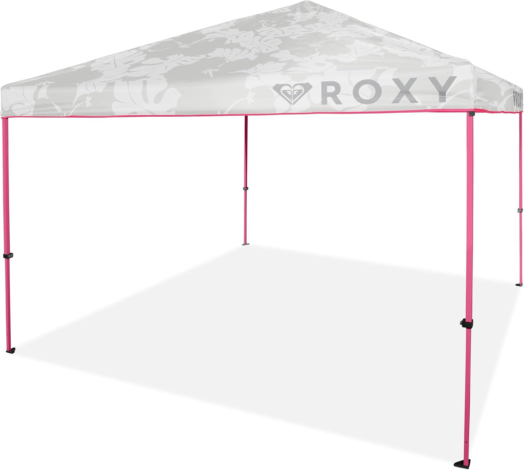 Roxy 10x10 Pop Up Canopy – Outdoor Beach Tent with Easy Up One-Push Setup – Portable Shade Shelter for Beach, Tailgate, Family Trips, RV Camping – Folding Gazebo with Wheeled Bag – Hot Pink/White