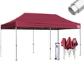 Eurmax USA Pro 10x20 Pop Up Canopy Wedding Party Tent Instant Outdoor Gazebo Pavilion Canopies BBQ Cater Events Aluminum Frame Commercial Grade Bonus Roller Bag (Burgundy)