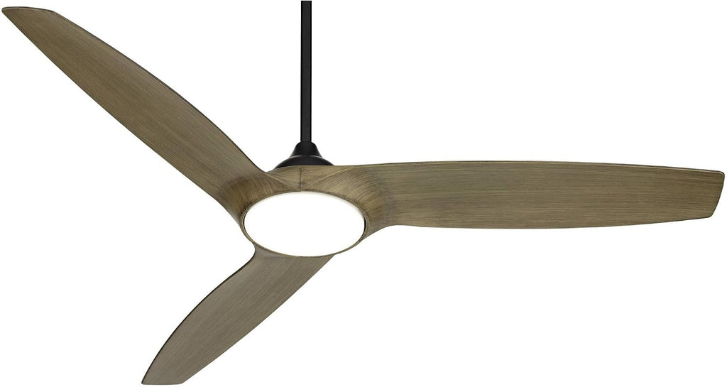 Casa Vieja 56' Olympia Modern 3 Blade Outdoor Ceiling Fan with LED Light Remote Control Matte Black Light Wood Damp Rated for Patio Exterior House Home Porch Gazebo Garage Barn